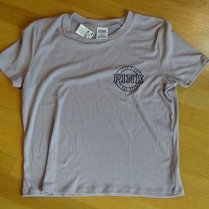 NWT PINK Ribbed Logo Tee - Large